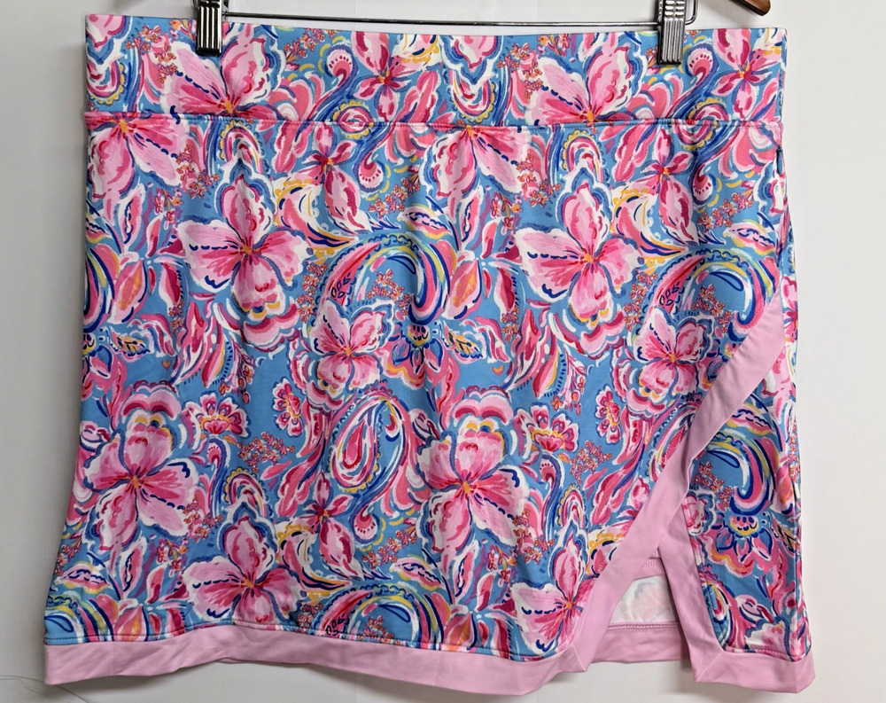Stella Parker Skort Women's XL Pink Blue Floral Paisley Pocket Golf Tennis Skirt